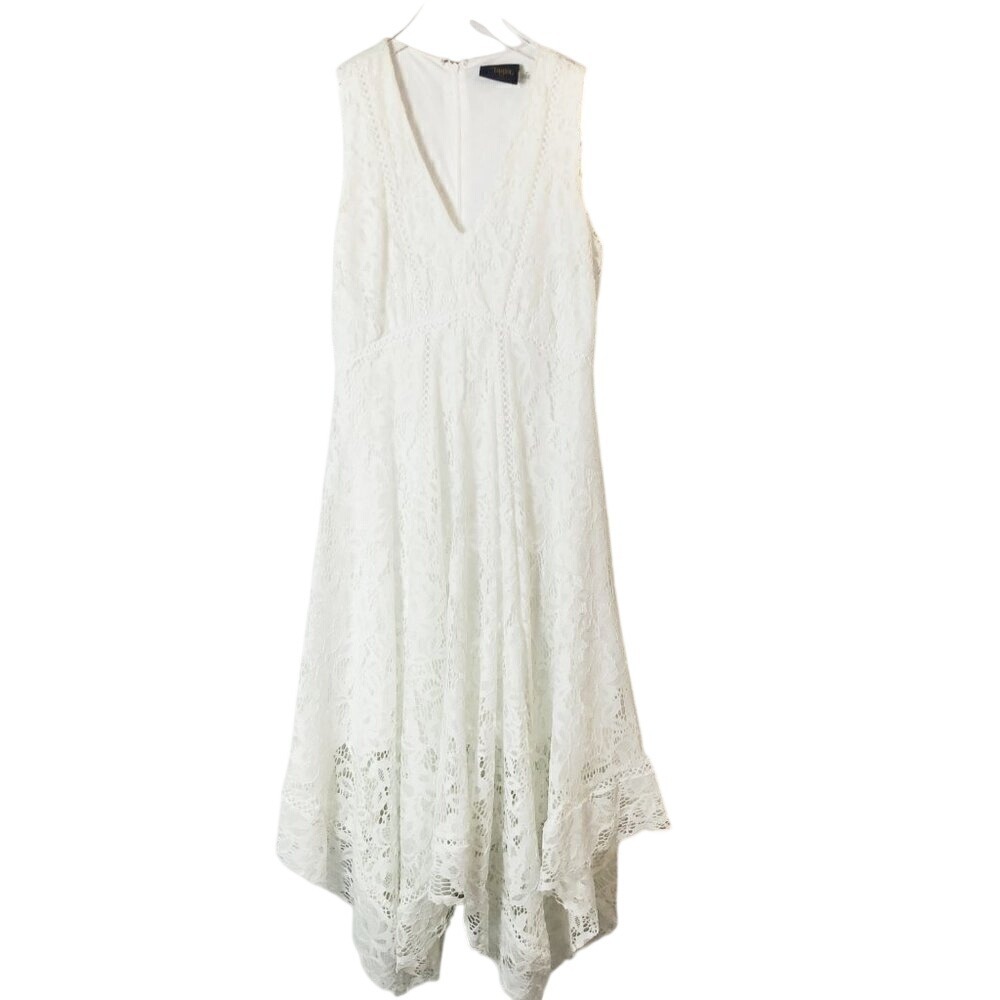 Just Taylor White Lace Handkerchief Hem‎ A-Line Dress Size 4